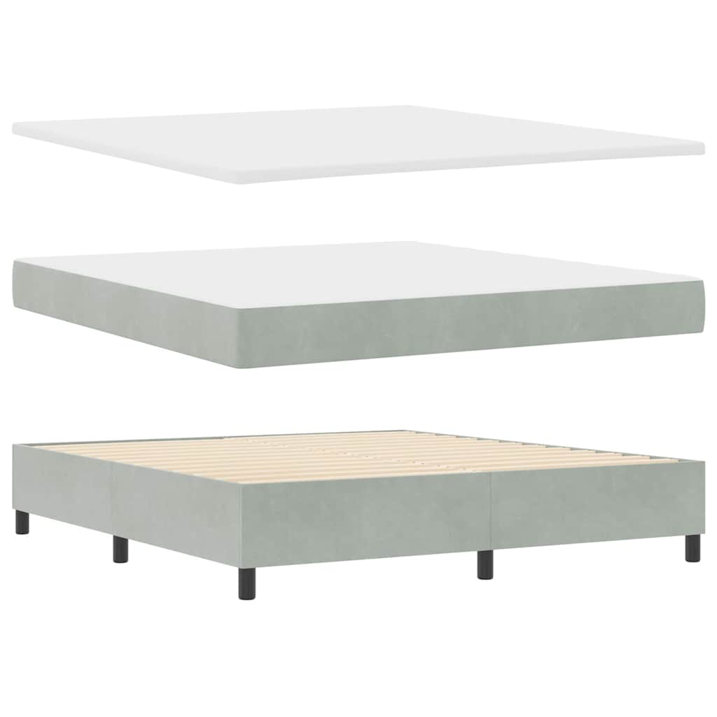 Lit à ressorts avec matelas Gris clair 180 x 200 cm Velours