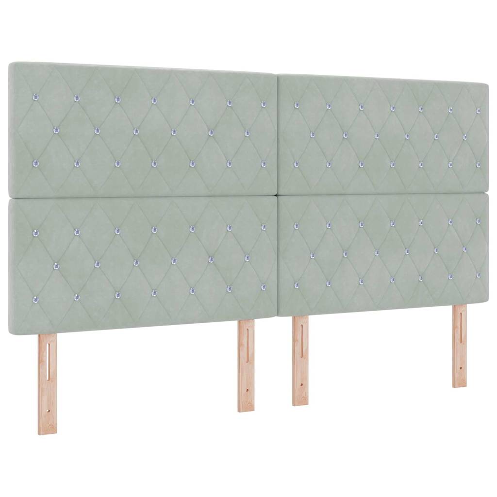 Lit à ressorts avec matelas Gris clair 180 x 200 cm Velours