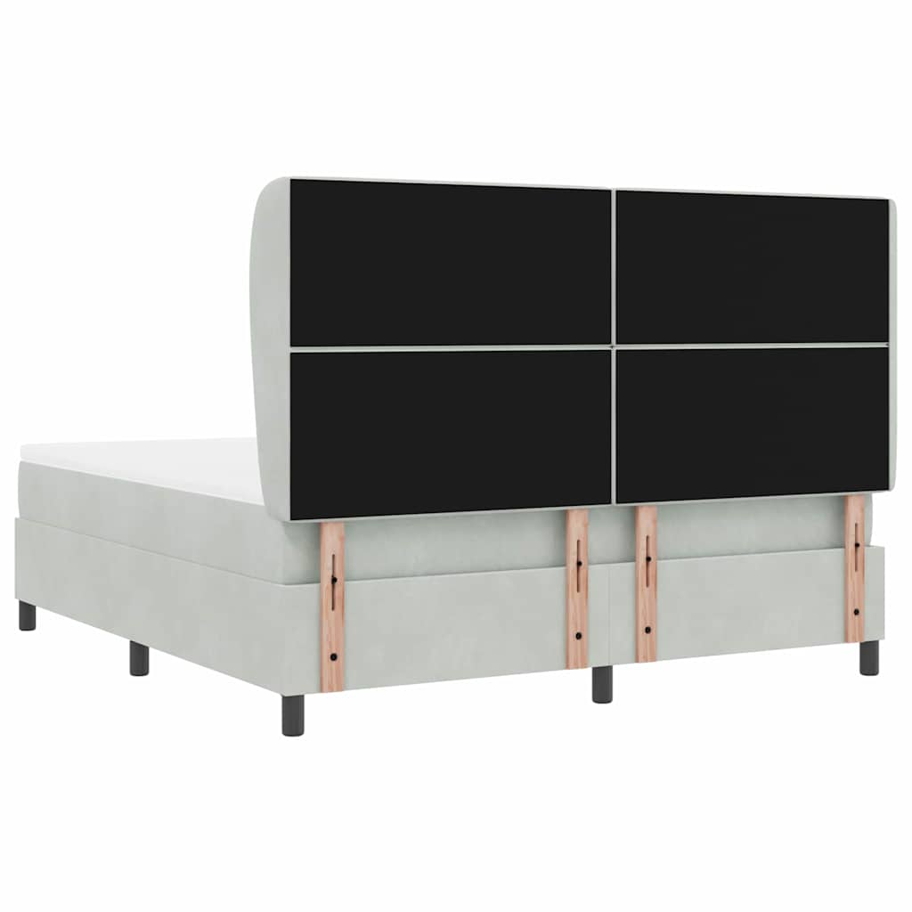 Lit à ressorts avec matelas Gris clair 180 x 200 cm Velours
