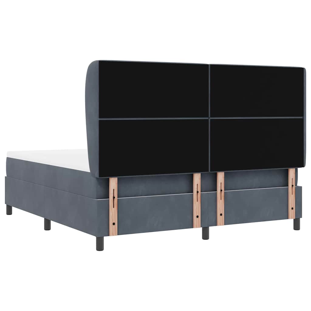 Lit à ressorts avec matelas Gris foncé 180 x 200 cm Velours