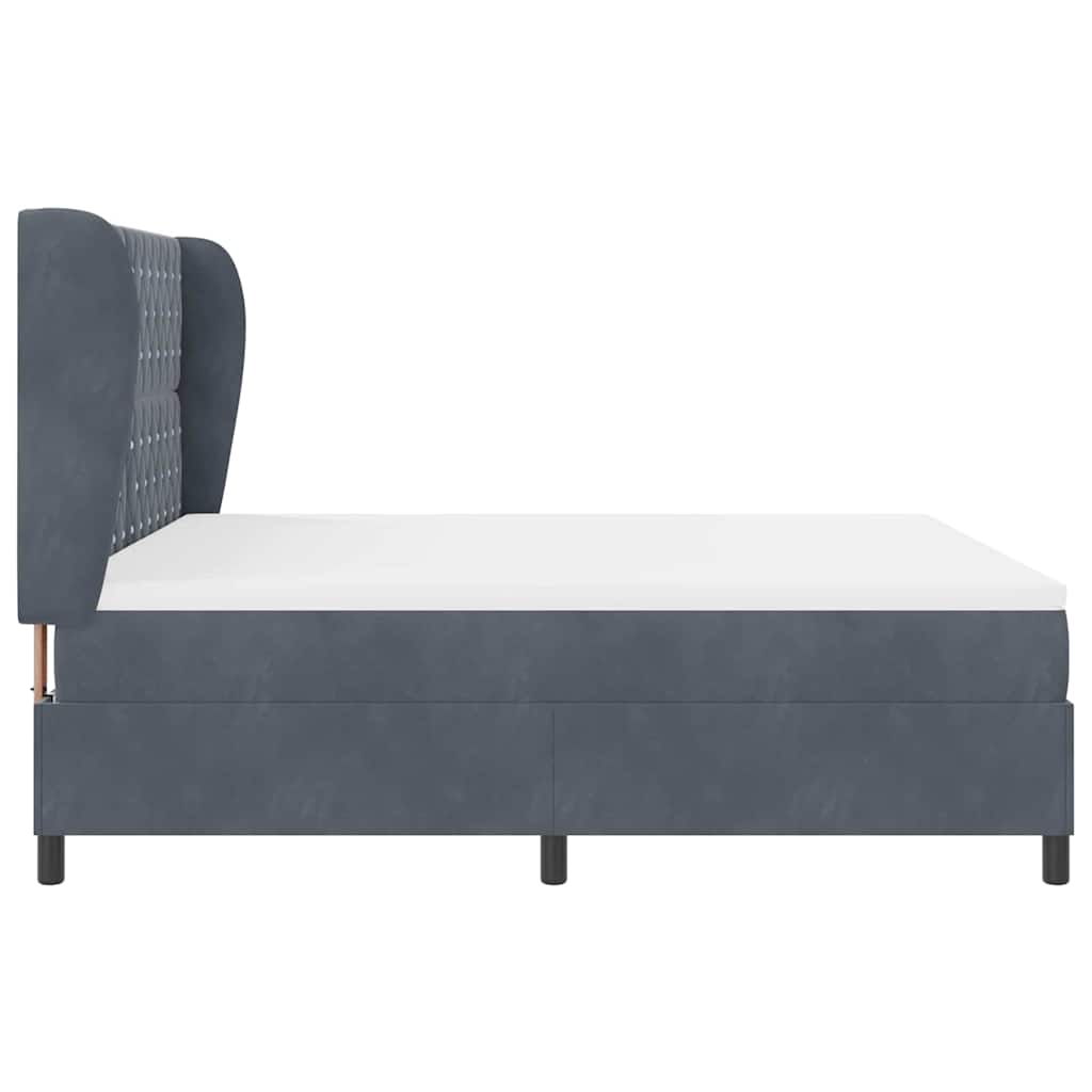 Lit à ressorts avec matelas Gris foncé 180 x 200 cm Velours