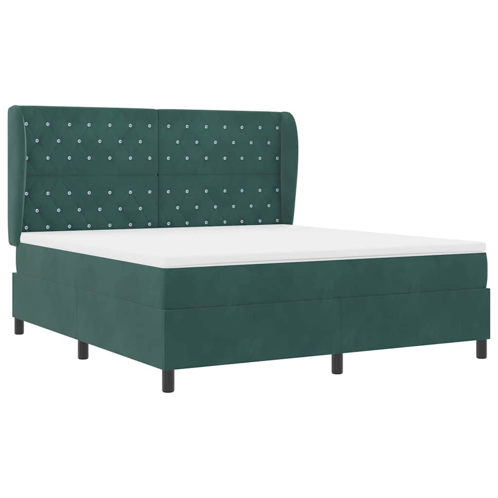 Lit à ressorts avec matelas Vert foncé 180 x 200 cm Velours - XIOS