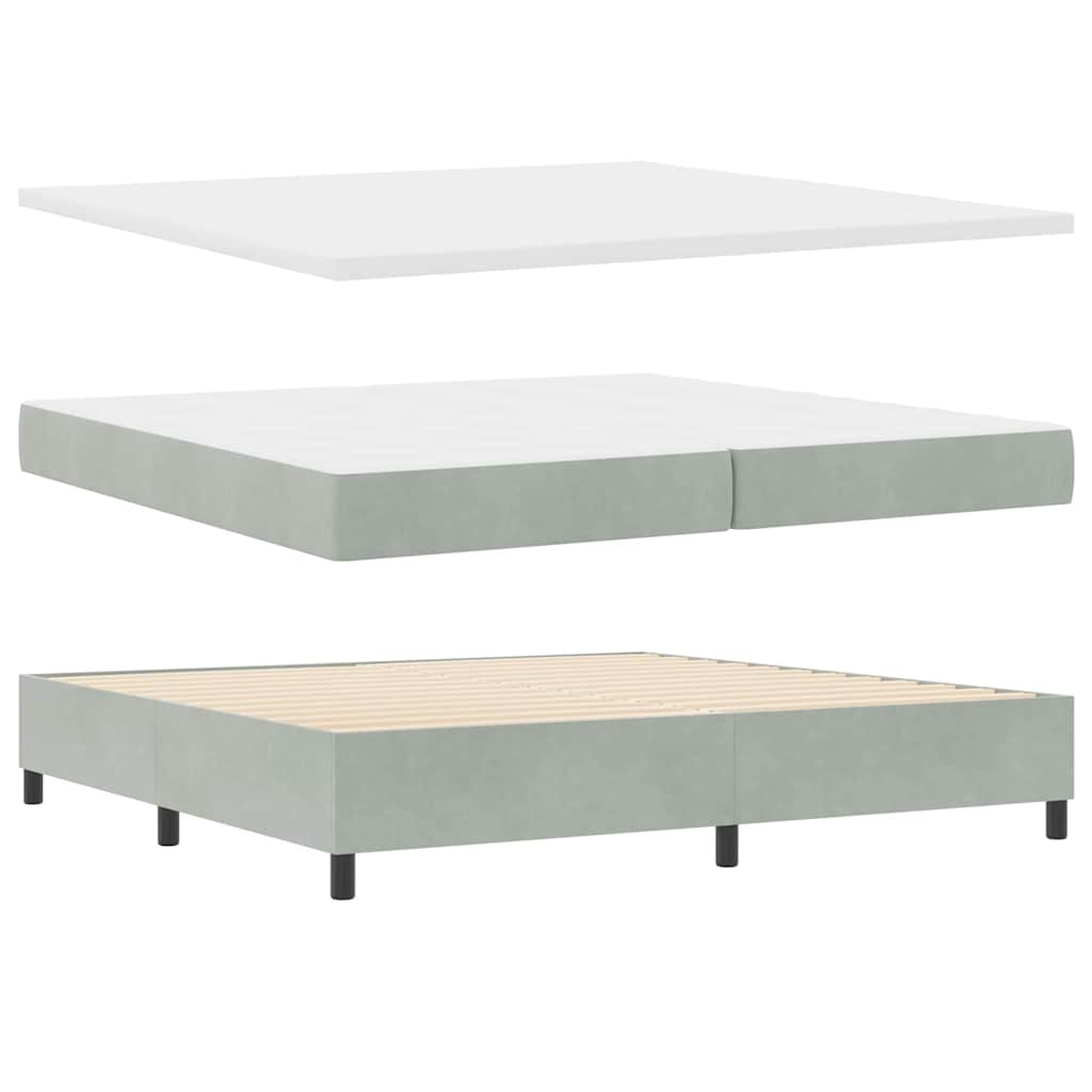 Lit à ressorts avec matelas Gris clair 200 x 200 cm Velours