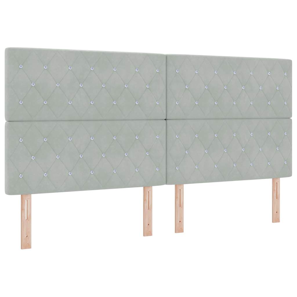 Lit à ressorts avec matelas Gris clair 200 x 200 cm Velours