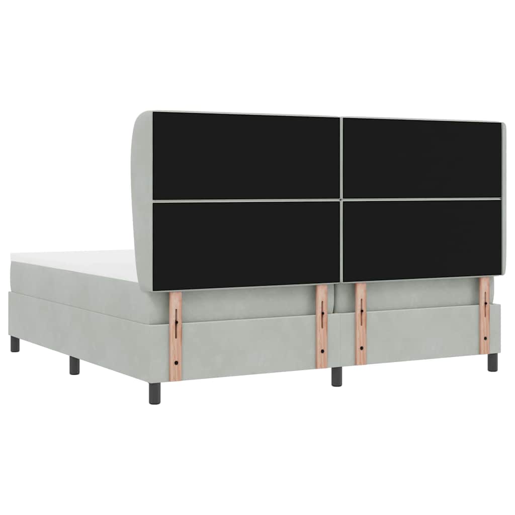 Lit à ressorts avec matelas Gris clair 200 x 200 cm Velours