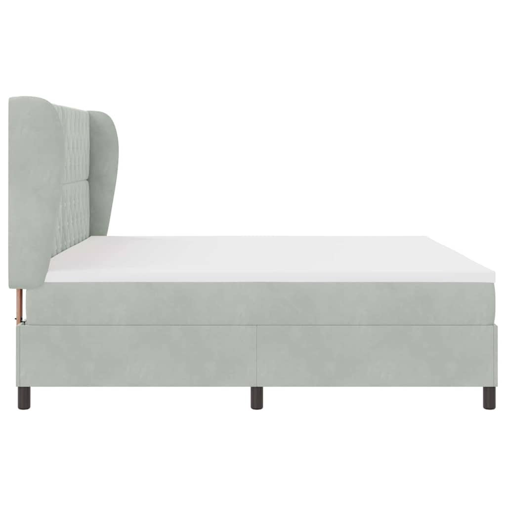 Lit à ressorts avec matelas Gris clair 200 x 200 cm Velours