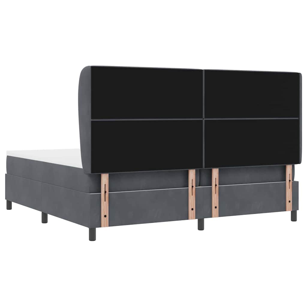 Lit à ressorts avec matelas Gris foncé 200 x 200 cm Velours - XIOS