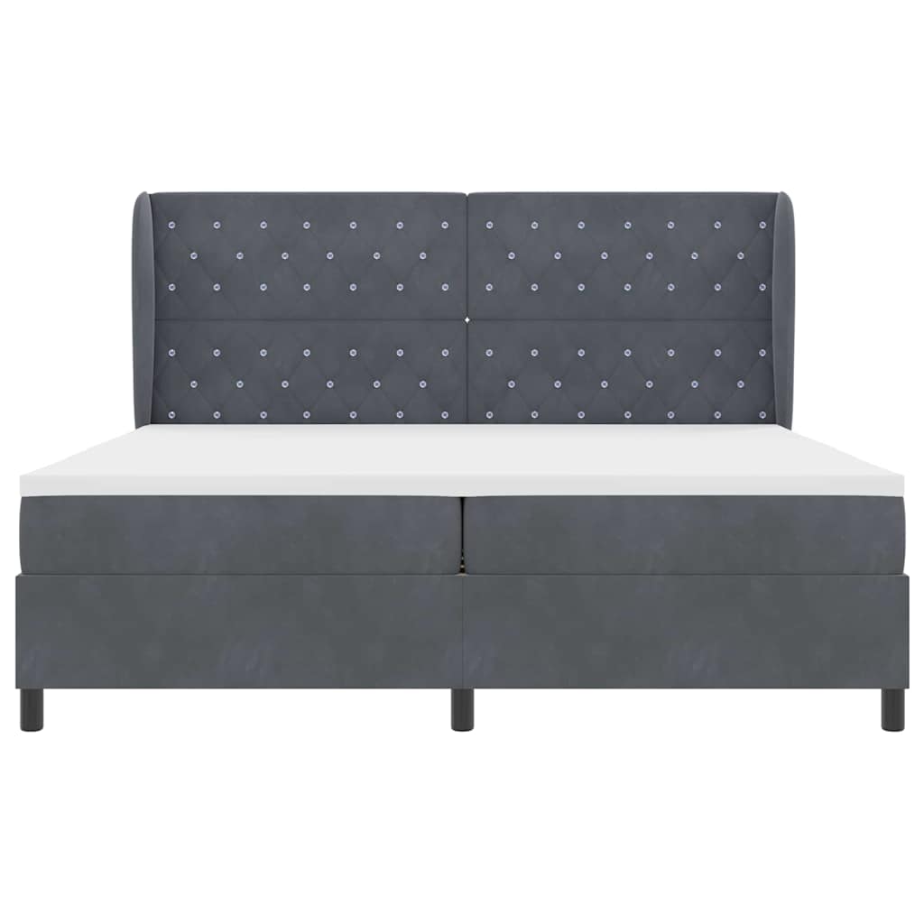 Lit à ressorts avec matelas Gris foncé 200 x 200 cm Velours - XIOS