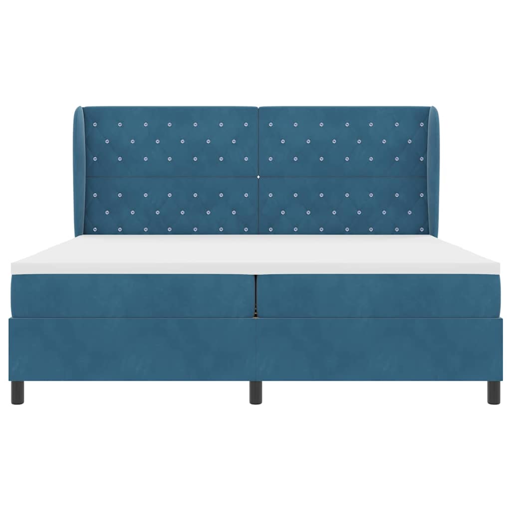 Lit à ressorts avec matelas Bleu foncé 200 x 200 cm Velours