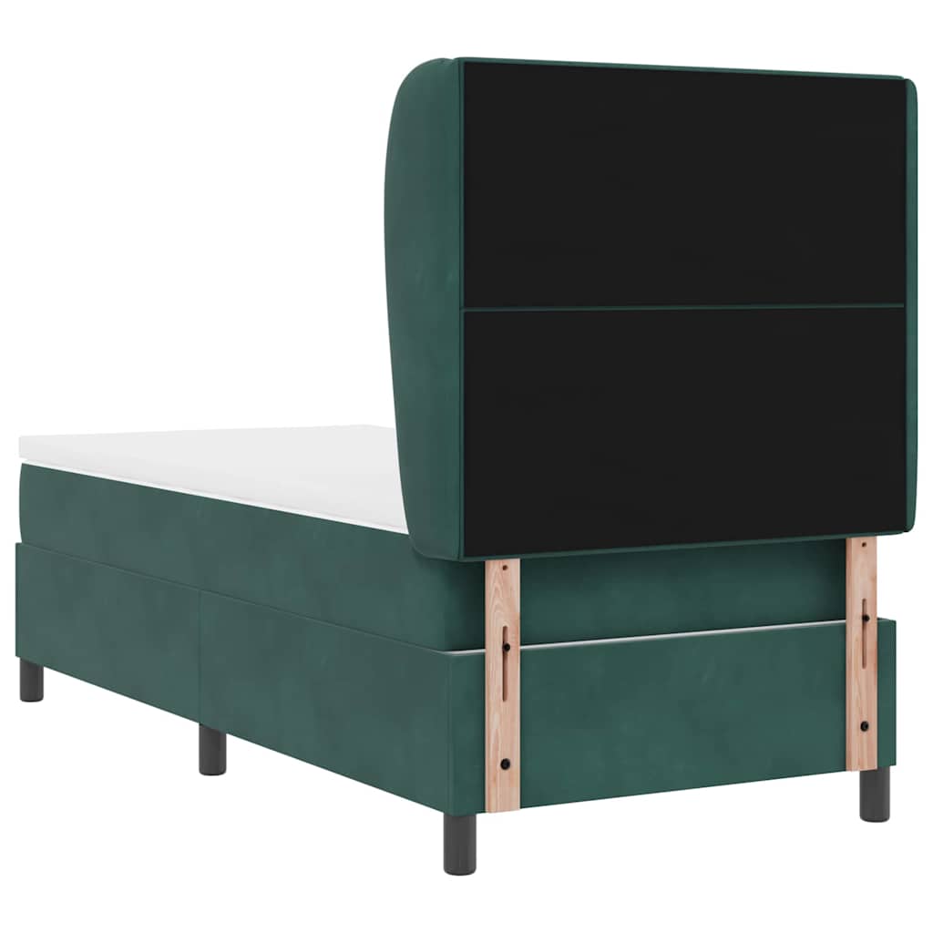 Lit à ressorts avec tête de lit Vert foncé 200 x 80 cm Velours
