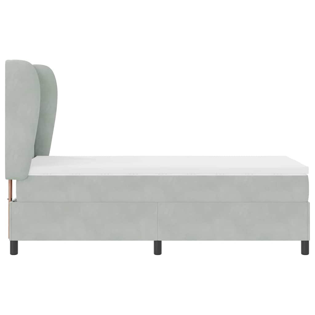 Lit à ressorts avec tête de lit Gris clair 200 x 90 cm Velours - XIOS
