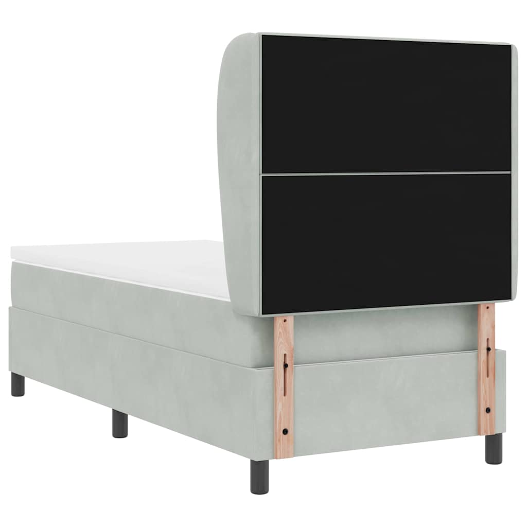 Lit à ressorts avec tête de lit Gris clair 200 x 100 cm Velours - XIOS