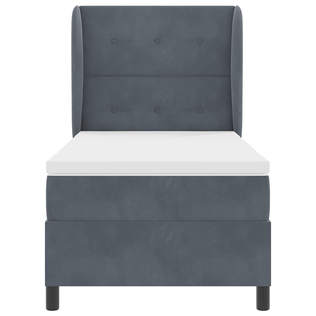 Lit à ressorts avec matelas Gris foncé 200 x 100 cm Polyester - XIOS