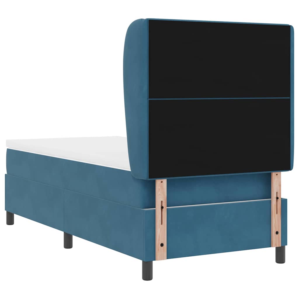 Lit à ressorts avec tête de lit Bleu foncé 200 x 100 cm Velours - XIOS