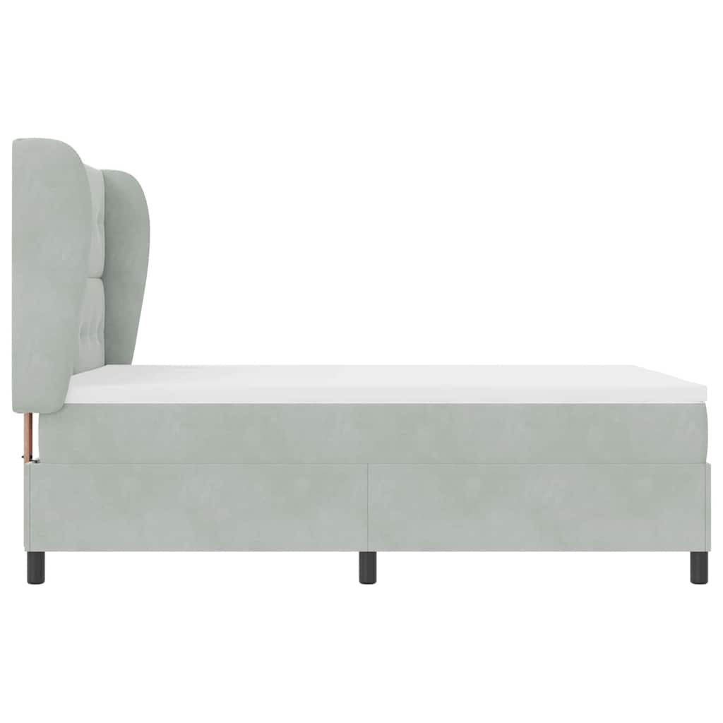 Lit à ressorts avec tête de lit Gris clair 190 x 140 cm Velours - XIOS