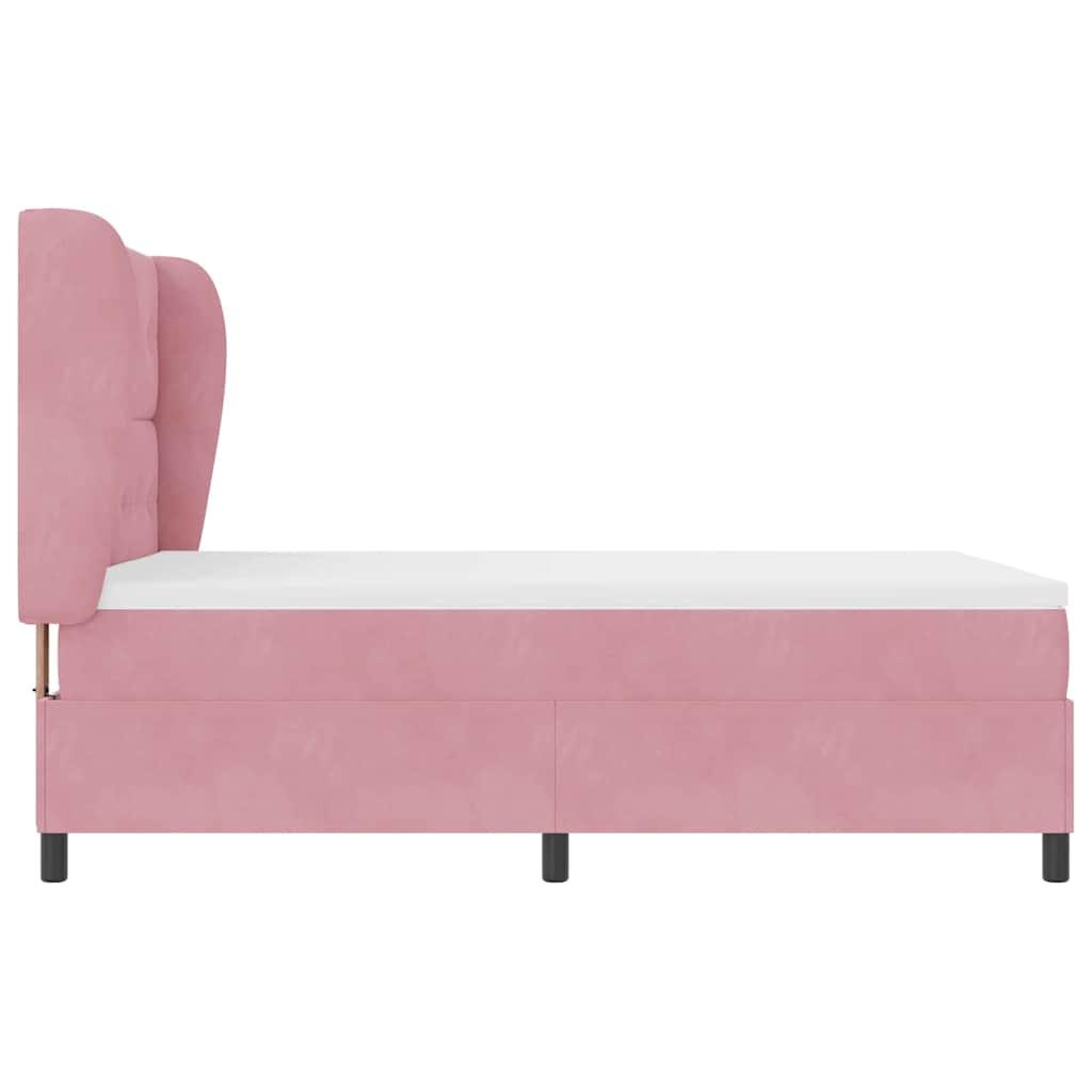 Lit à ressorts avec tête de lit Rose 190 x 140 cm Velours - XIOS