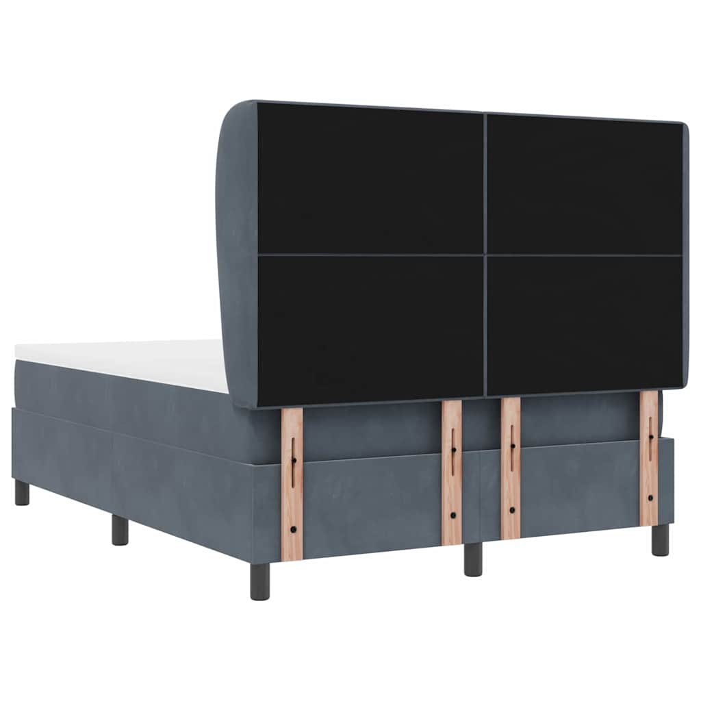 Lit à ressorts avec tête de lit Gris foncé 200 x 140 cm Velours