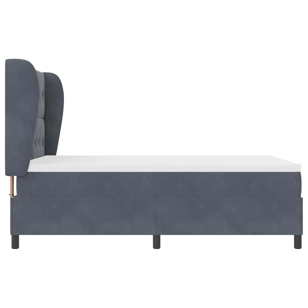 Lit à ressorts avec tête de lit Gris foncé 200 x 140 cm Velours