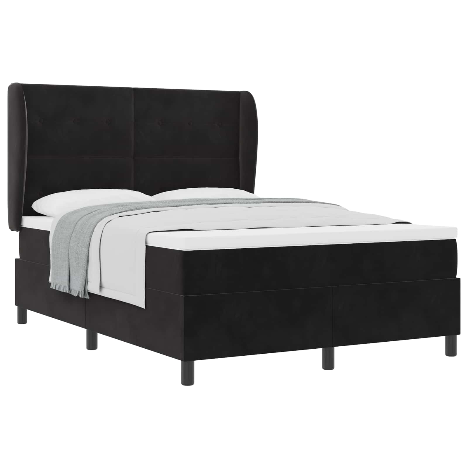 Lit à ressorts avec matelas Noir 200 x 160 cm Polyester - XIOS