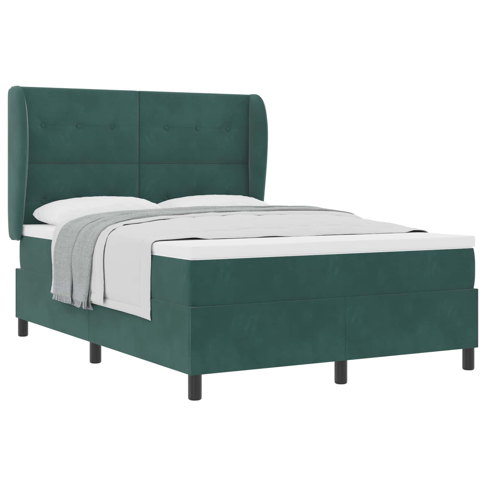 Lit à ressorts avec matelas Vert foncé 200 x 160 cm Polyester - XIOS