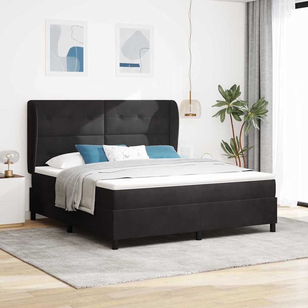 Lit à ressorts avec matelas Noir 200 x 180 cm Polyester - XIOS