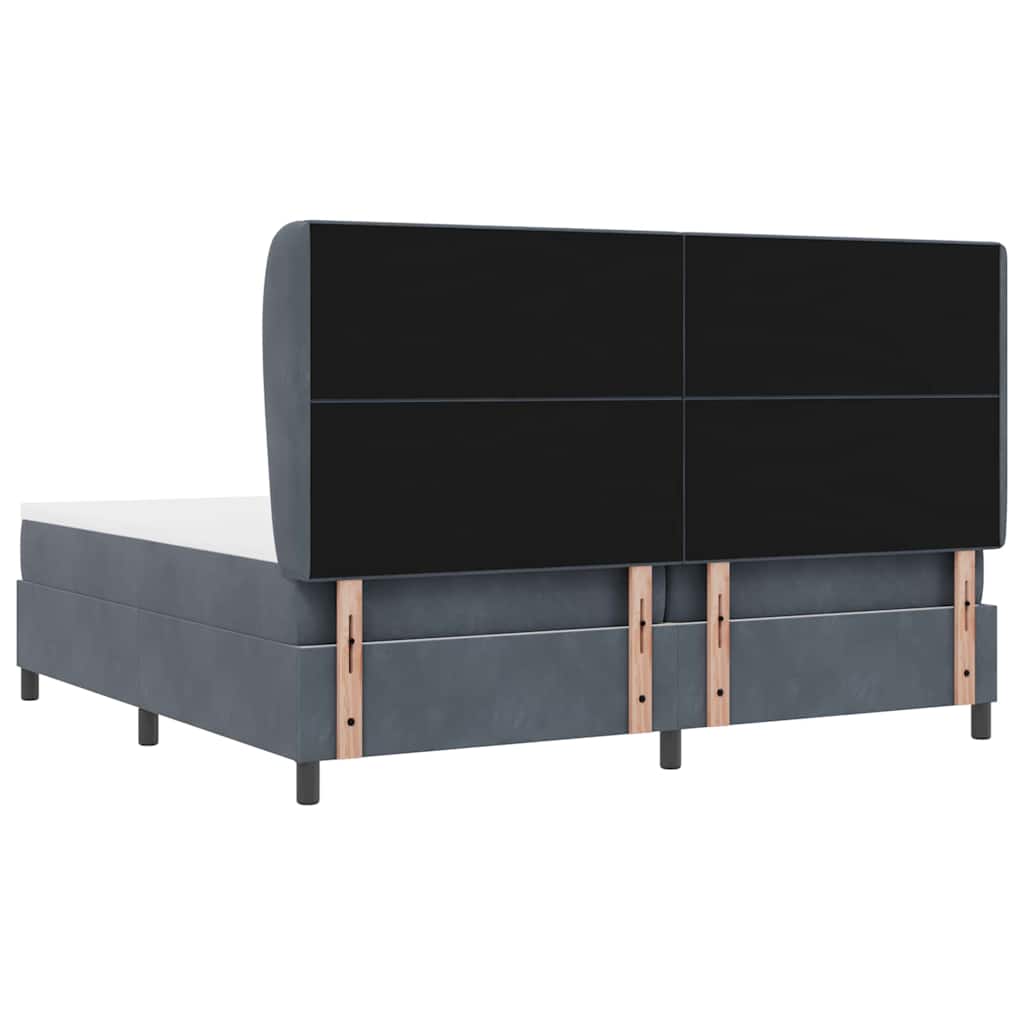 Lit à ressorts avec matelas Gris foncé 200 x 200 cm Velours