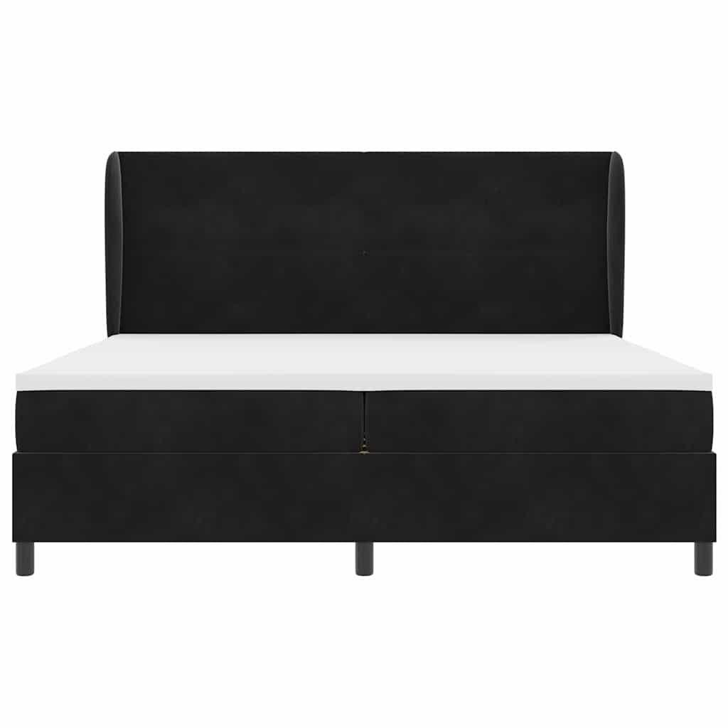 Lit à ressorts avec matelas Noir 200 x 200 cm Velours - XIOS