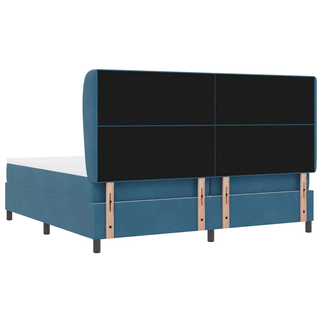 Lit à ressorts avec matelas Bleu foncé 200 x 200 cm Polyester - XIOS