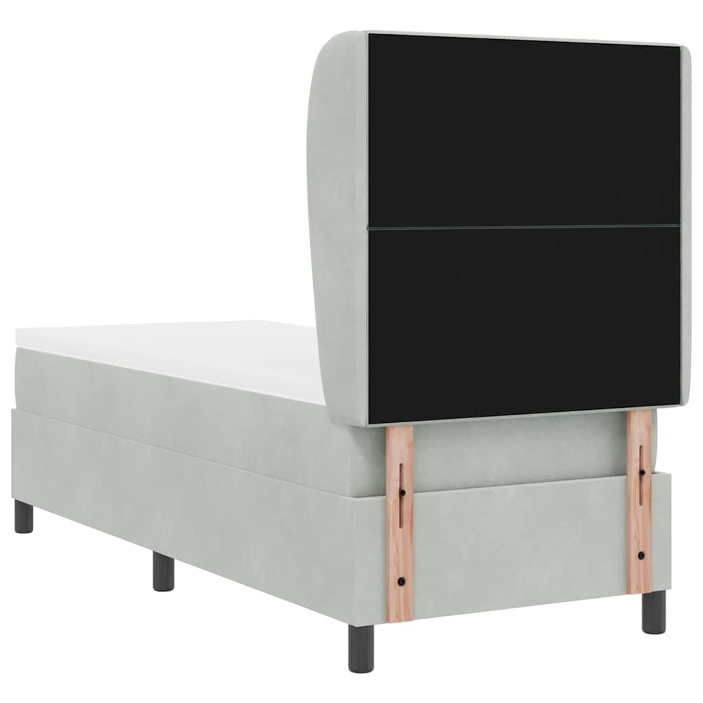 Lit à ressorts avec tête de lit Gris clair 200 x 80 cm Velours