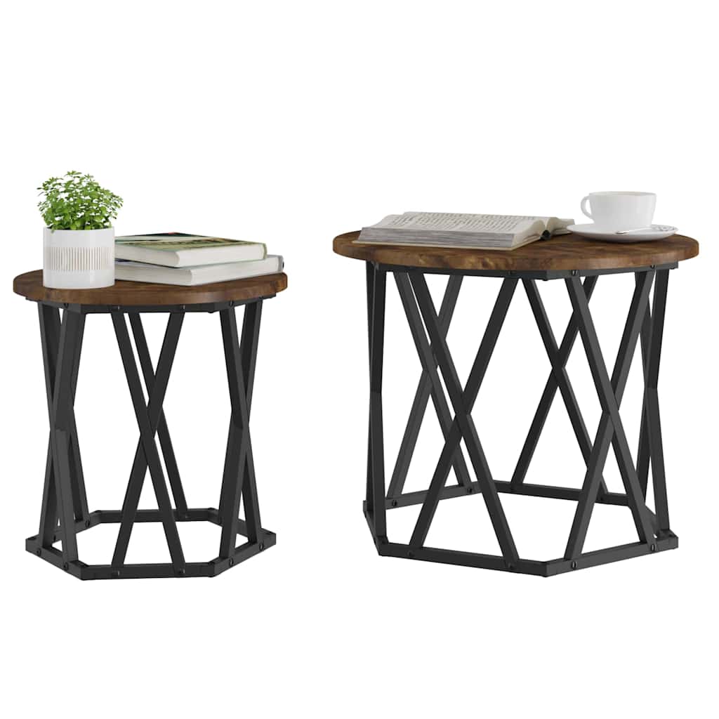 Table d'appoint 2 pcs Chêne fumé 50 x 50 x 40 cm - XIOS