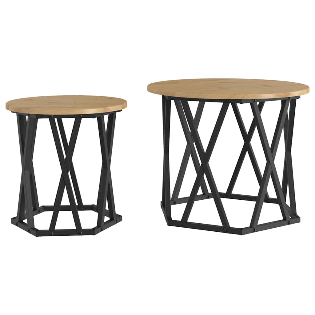 Table d'appoint 2 pcs chêne artisanal 50 x 50 x 40 cm - XIOS