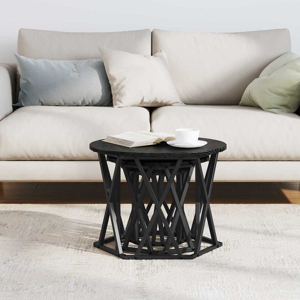 Table d'appoint empilable 3 pcs Chêne noir 53 x 53 x 40 cm - XIOS