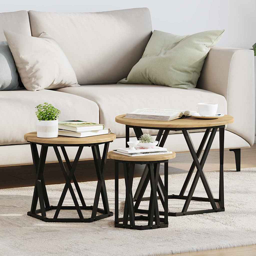 Table d'appoint empilable 3 pcs chêne artisanal 53 x 53 x 40 cm - XIOS