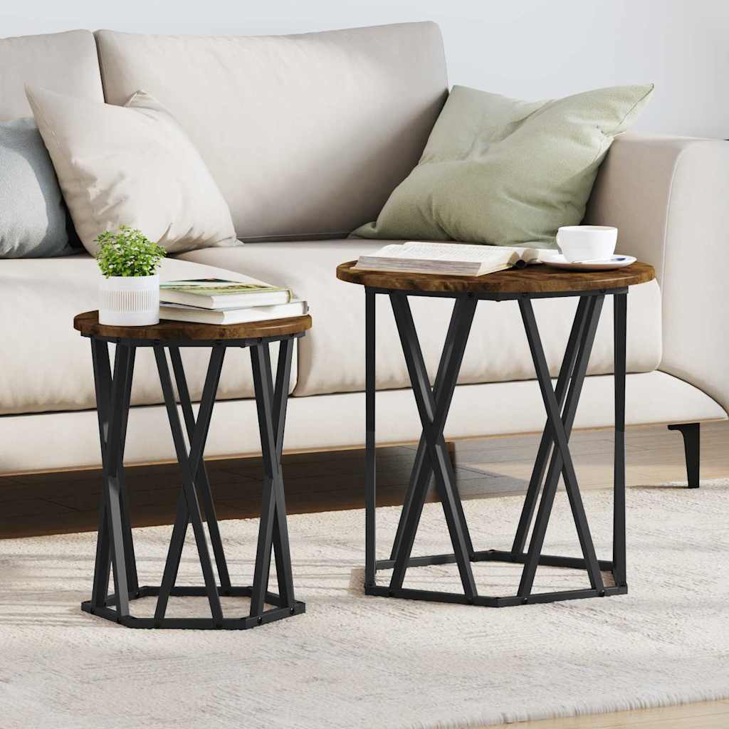 Table basse 2 pcs Chêne fumé 50 x 50 x 50 cm - XIOS