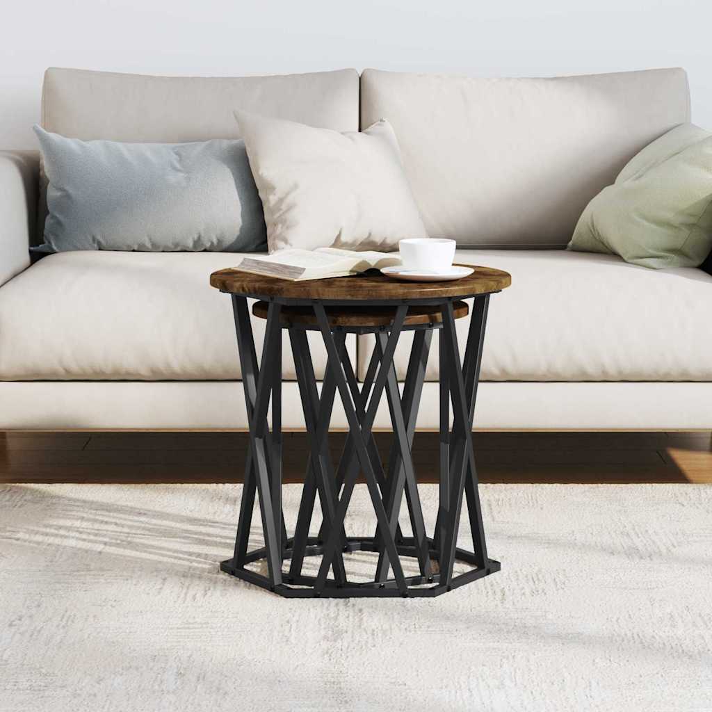 Table basse 2 pcs Chêne fumé 50 x 50 x 50 cm - XIOS