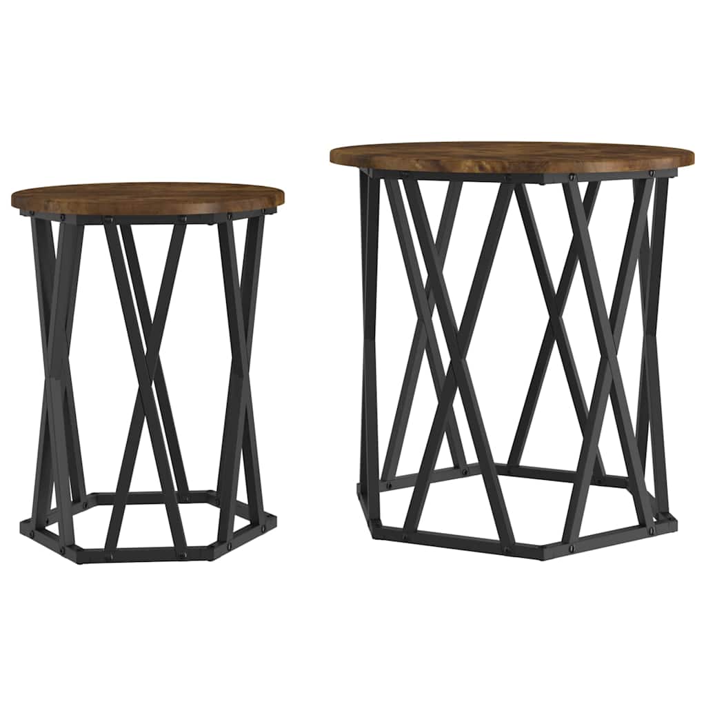 Table basse 2 pcs Chêne fumé 50 x 50 x 50 cm - XIOS