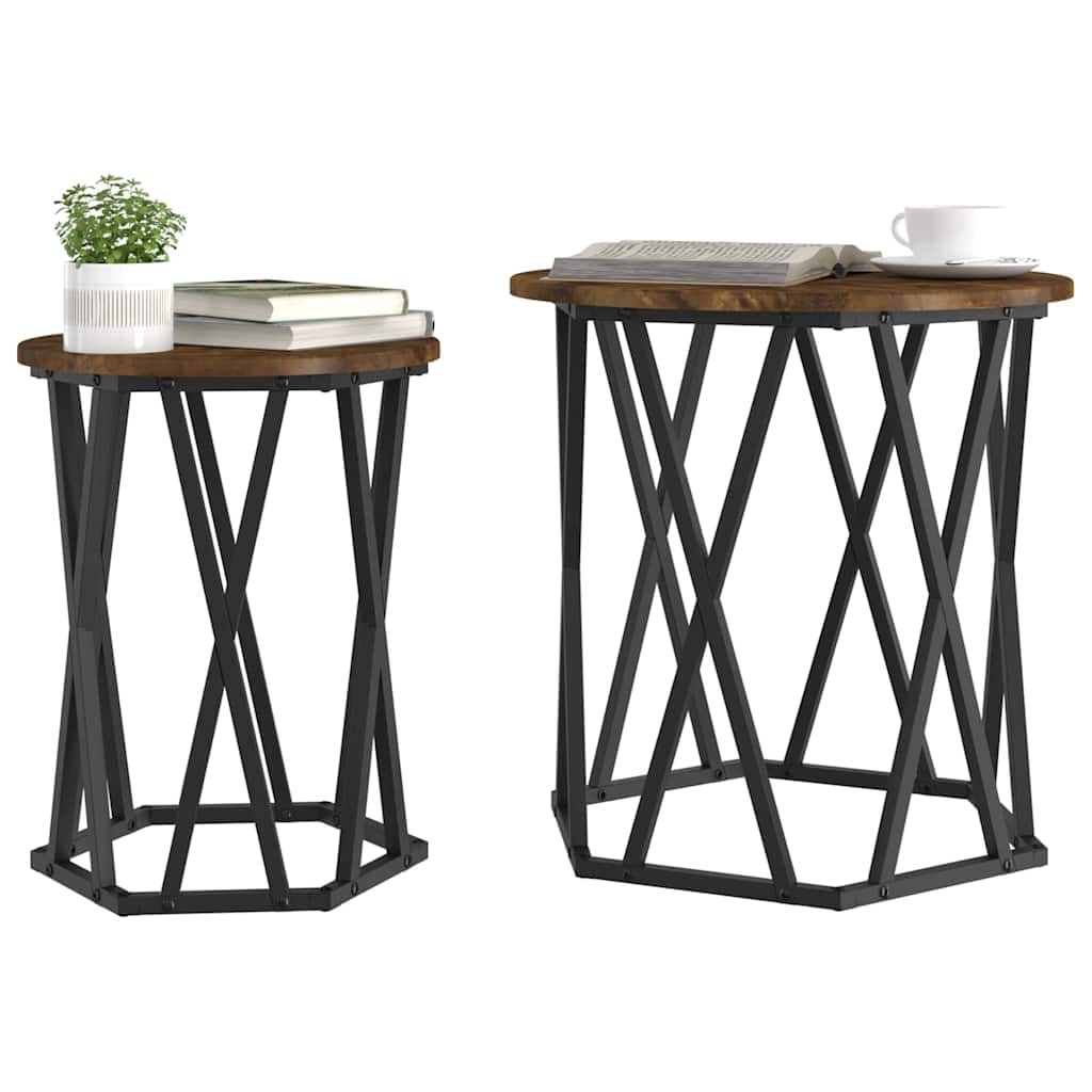 Table basse 2 pcs Chêne fumé 50 x 50 x 50 cm - XIOS