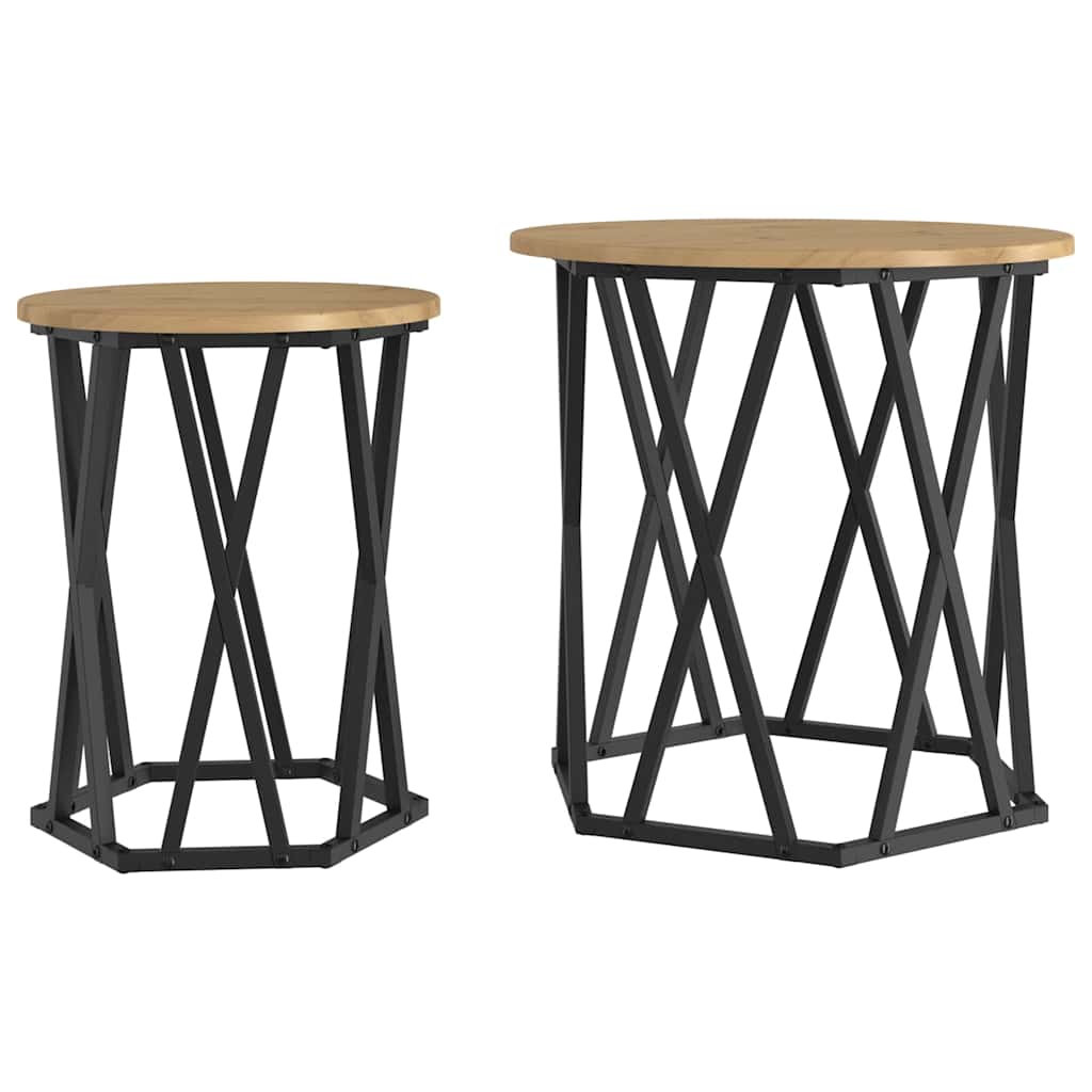 Table basse 2 pcs chêne artisanal 50 x 50 x 50 cm - XIOS
