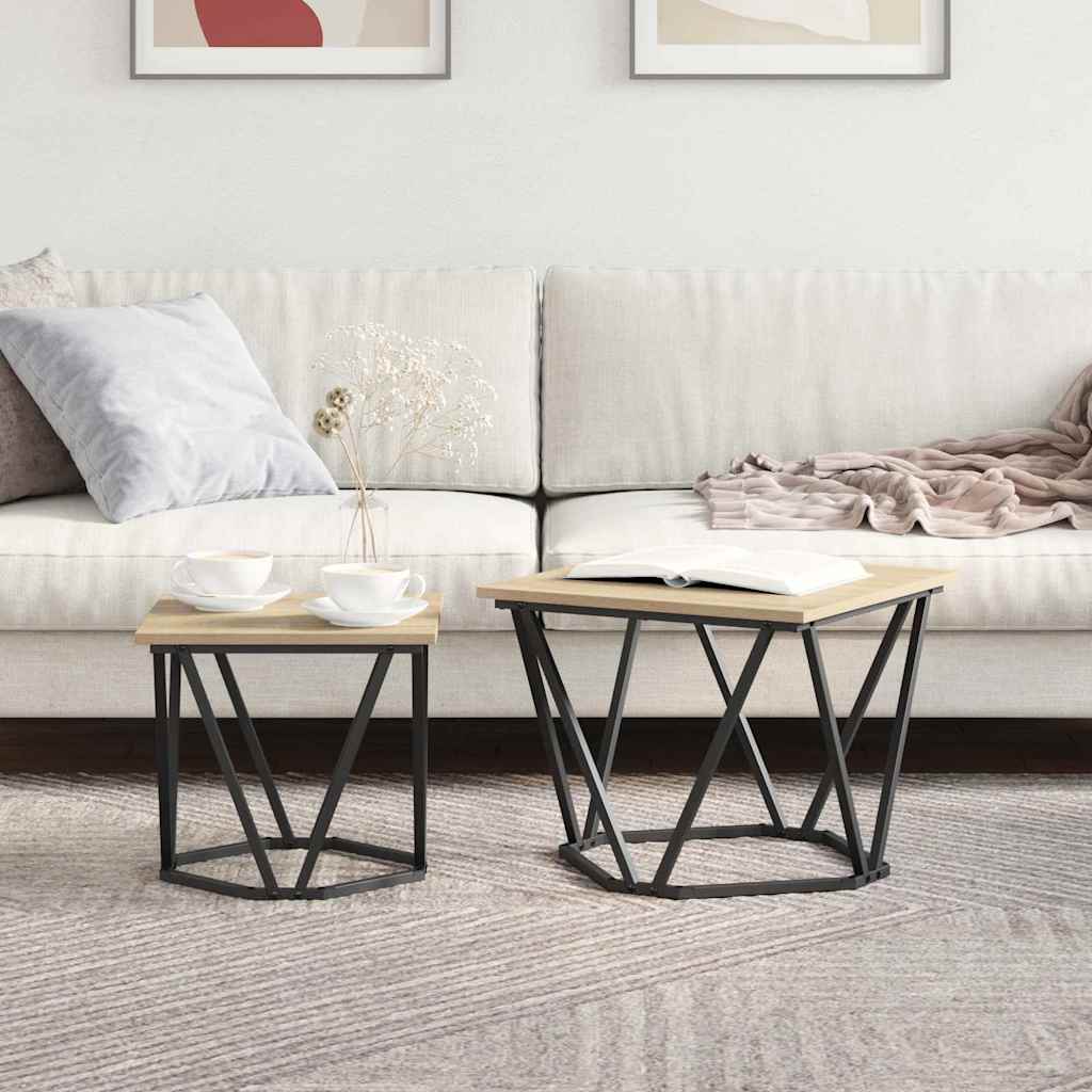Ensemble de tables d'appoint 2 pcs Chêne sonoma 50 x 50 x 40 cm - XIOS