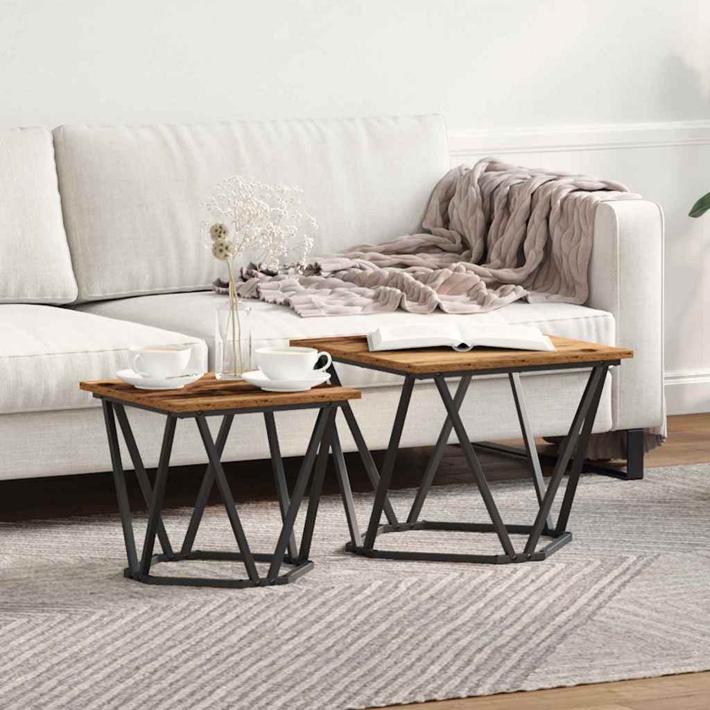 Ensemble de tables d'appoint 2 pcs Bois de récupération - XIOS