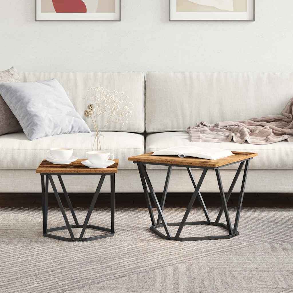 Ensemble de tables d'appoint 2 pcs Bois de récupération - XIOS