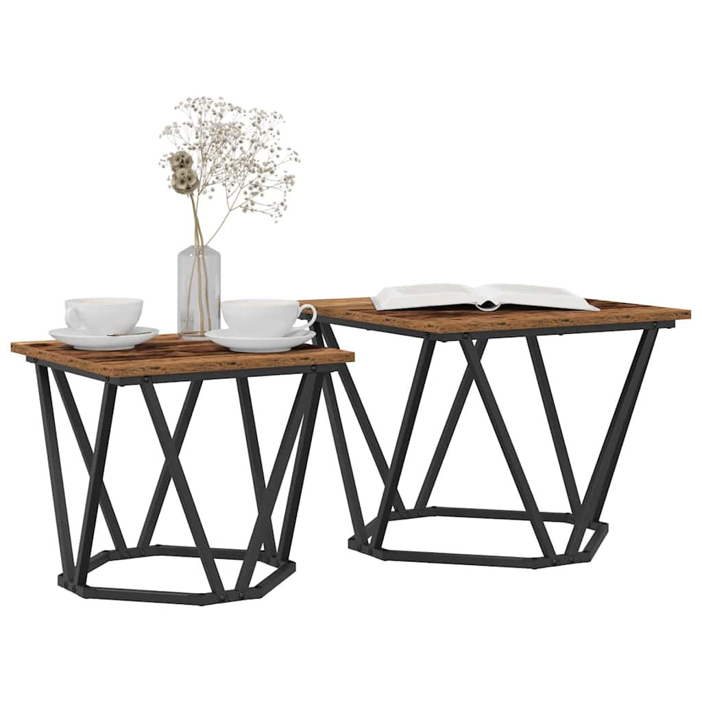 Ensemble de tables d'appoint 2 pcs Bois de récupération - XIOS