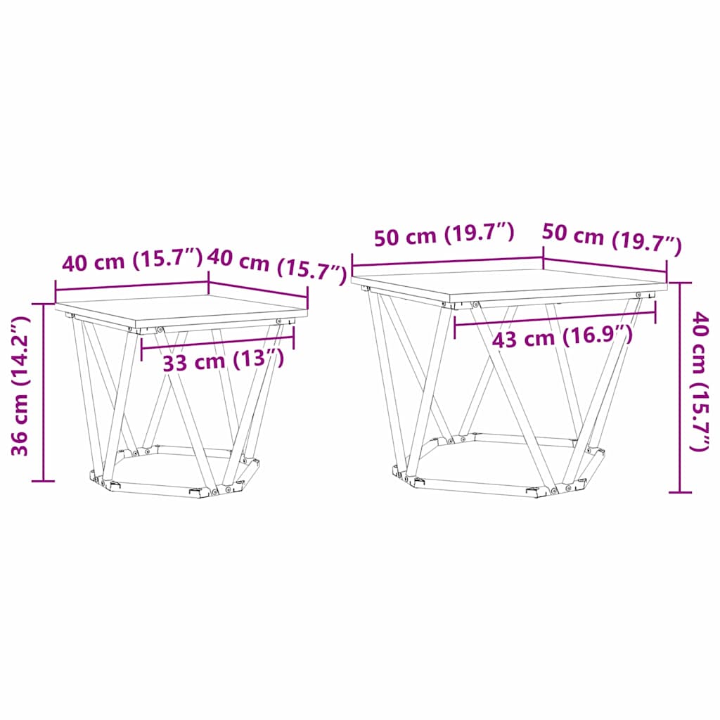 Ensemble de tables d'appoint 2 pcs Bois de récupération - XIOS