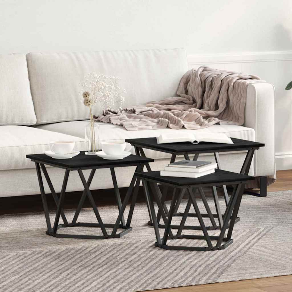 Table basse 3 pcs Chêne noir 50 x 50 x 40 cm - XIOS