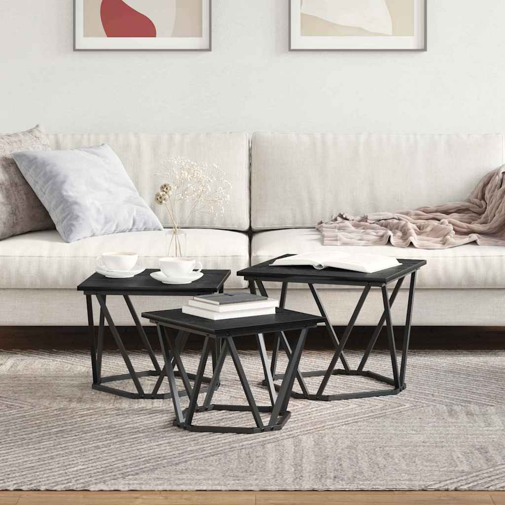 Table basse 3 pcs Chêne noir 50 x 50 x 40 cm - XIOS