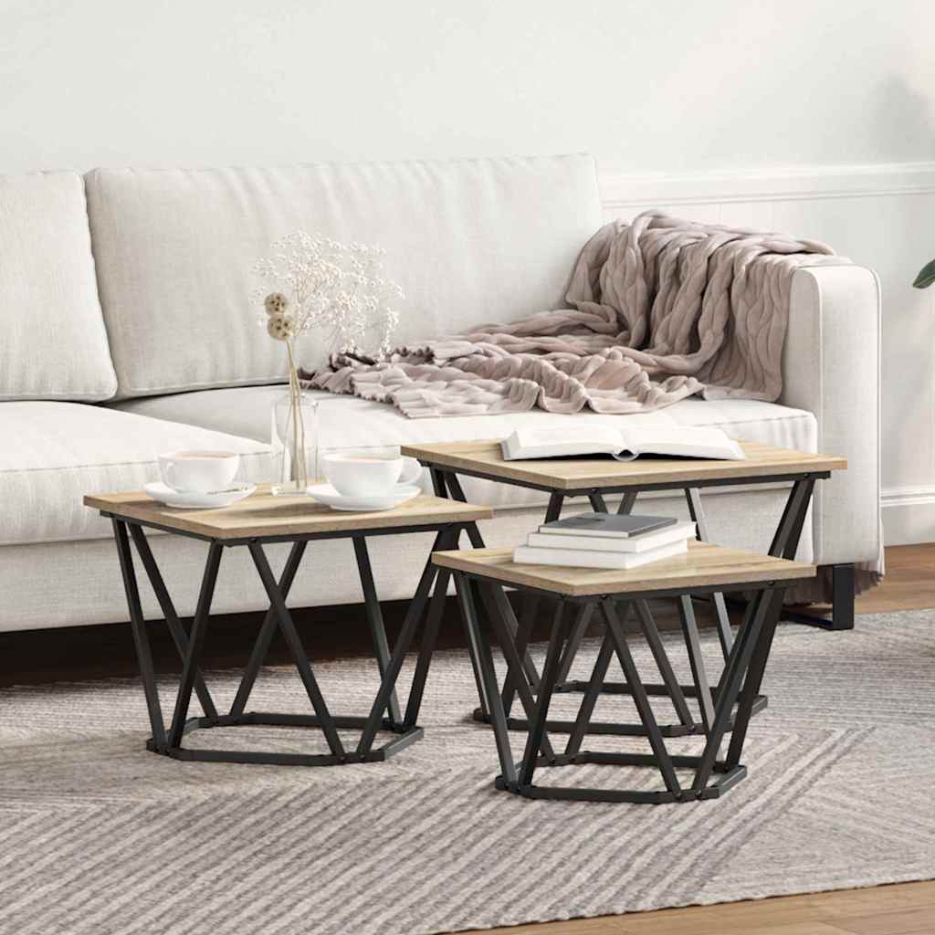 Table basse 3 pcs Chêne sonoma 50 x 50 x 40 cm - XIOS