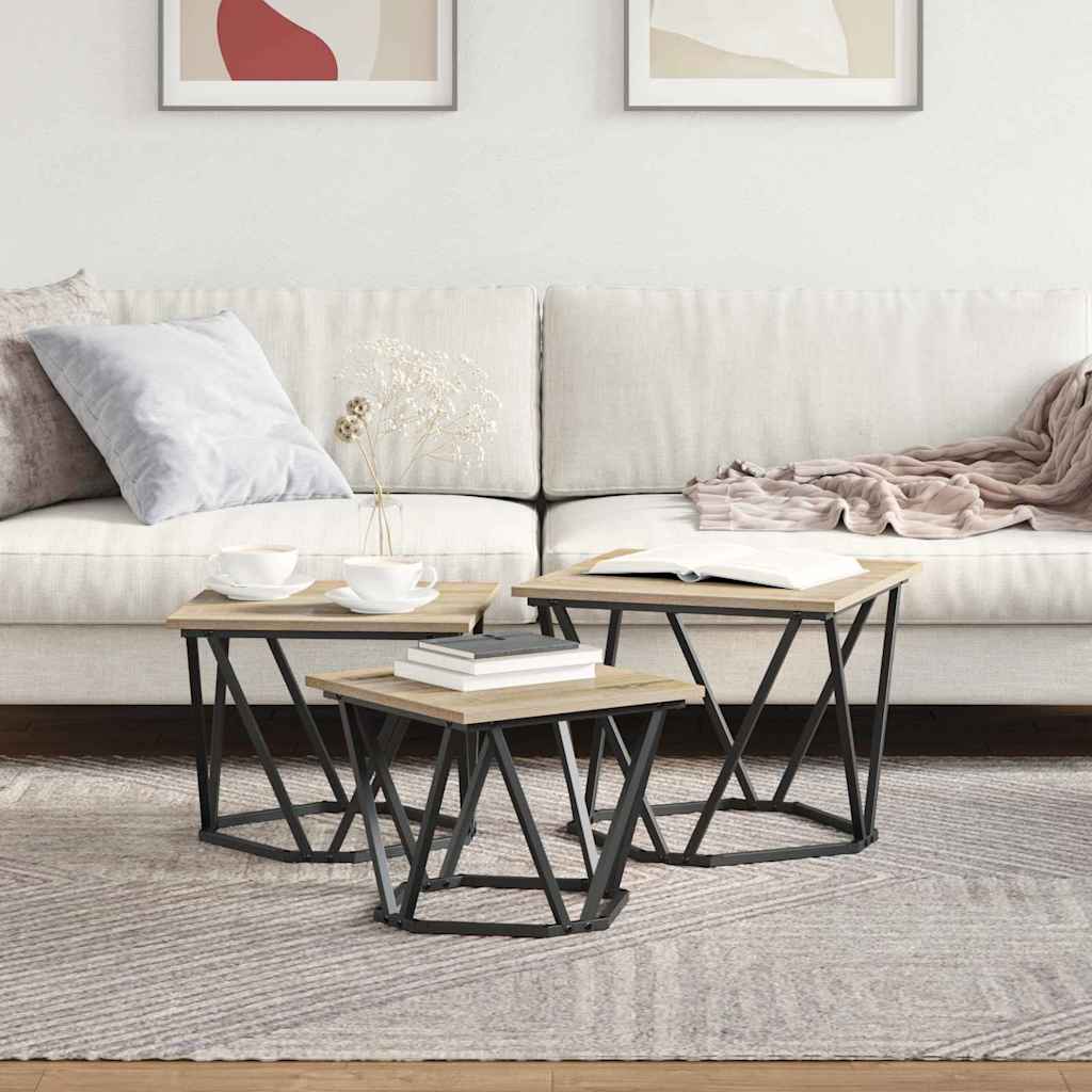 Table basse 3 pcs Chêne sonoma 50 x 50 x 40 cm - XIOS