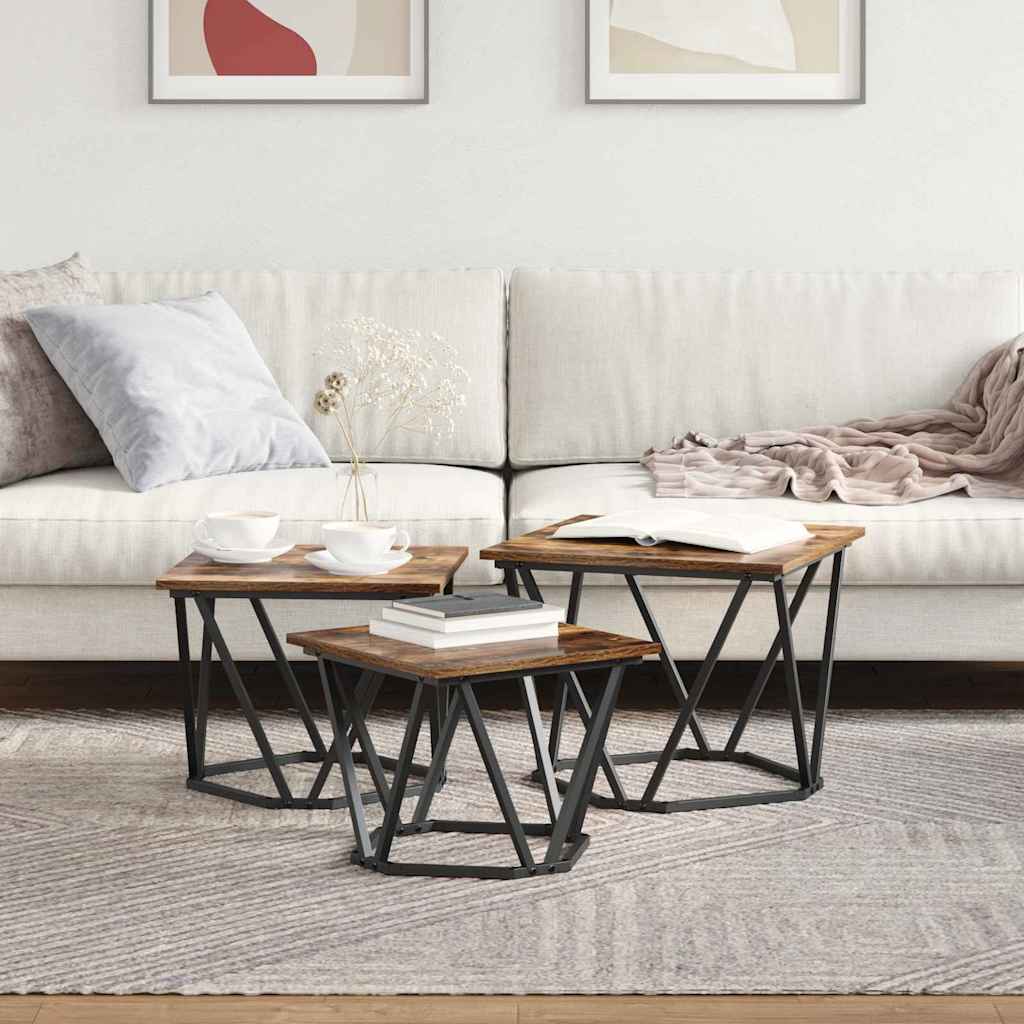 Table basse 3 pcs Chêne fumé 50 x 50 x 40 cm - XIOS