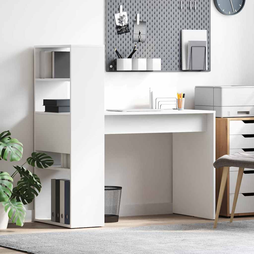 Bureau avec étagère Blanc 113 x 54 x 120 cm Bois d'ingénierie - XIOS