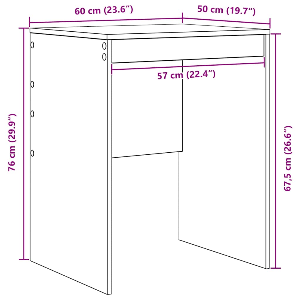 Bureau Autre chêne artisanal 60 x 50 x 76 cm Bois d'ingénierie - XIOS